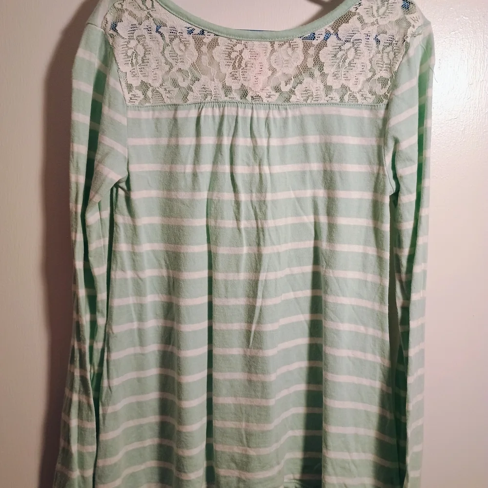 Justice Mint and White Striped Top